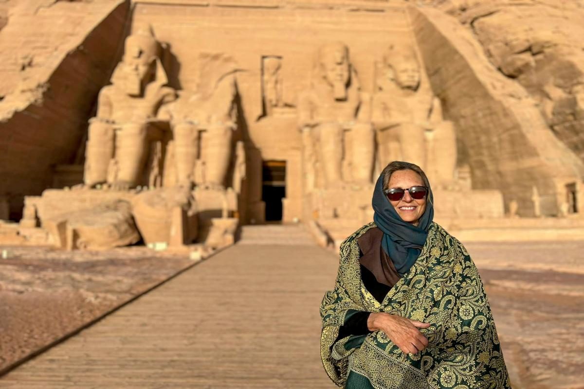 A traveler at Abu Simbel