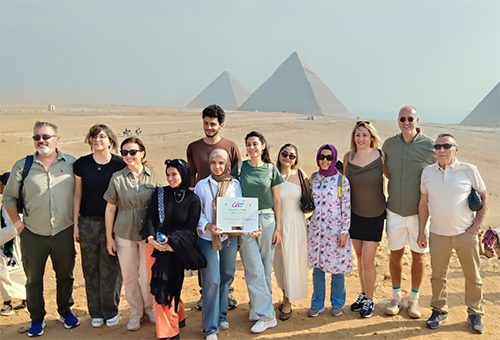 Amaken Tours group at the Giza Pyramids
